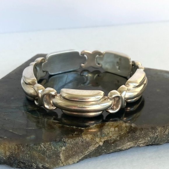 VTG Sterling Silver 925 Signed Bayanihan Modernist Panel Link Bracelet 7.25" 34g - Picture 13 of 16